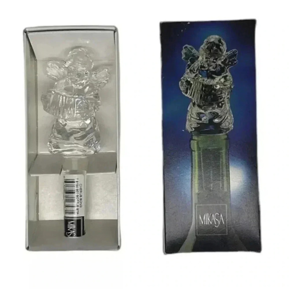 MIKASA Cherub Song Clear Lead Crystal Angel 5.5" Wine Bottle Stopper NIB - Picture 3 of 6